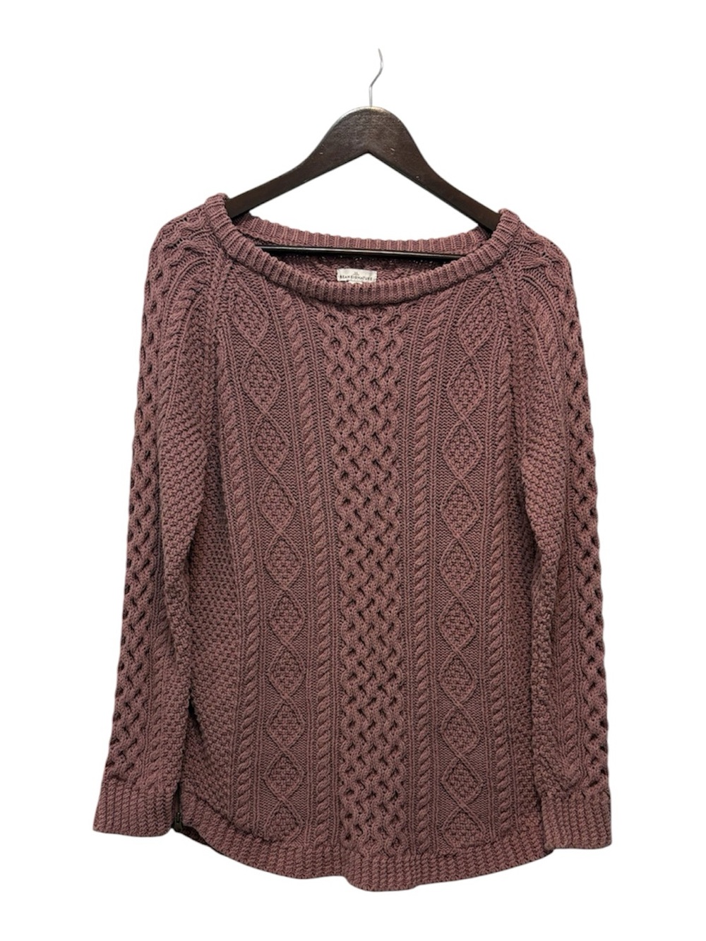 L.L. Bean Signature Cotton Fisherman Tunic Swearer Cable Knit Crewneck Mauve
